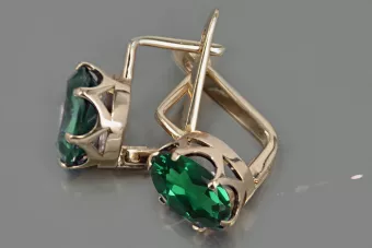Vintage rose pink 14k 585 gold earrings vec111 alexandrite ruby emerald sapphire ...