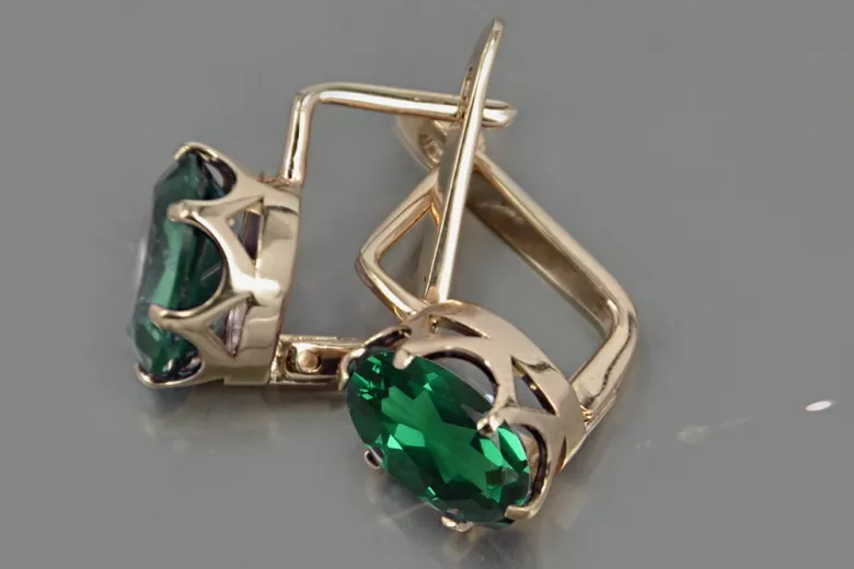 Vintage rose pink 14k 585 gold earrings vec111 alexandrite ruby emerald sapphire ...