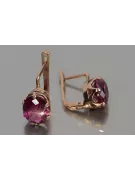 Vintage rose pink 14k 585 gold earrings vec111 alexandrite ruby emerald sapphire ...