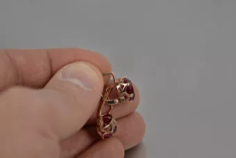 Vintage auskariai iš 14k 585 rožinio aukso vec111 aleksandritas rubinas emeraldas safiras ...