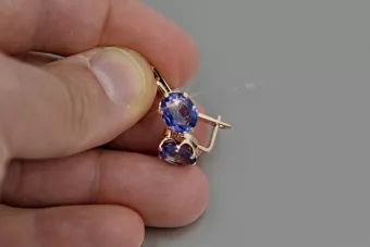 Russische Sowjetische Rose Pink 14k 585 Gold Ohrringe vec111 Alexandrit Rubin Smaragd Saphir ...