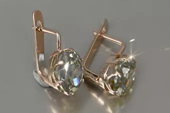 Vintage rose pink 14k 585 gold earrings vec111 alexandrite ruby emerald sapphire ...