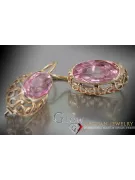 Vintage rose pink 14k 585 gold earrings vec112 alexandrite ruby emerald sapphire ...