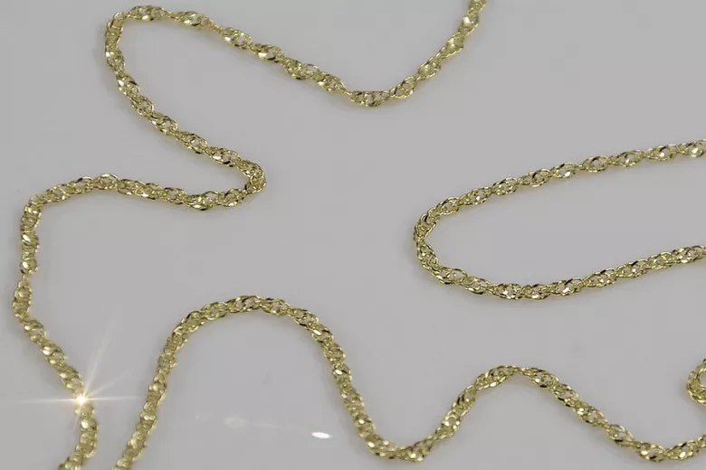 Rosa rusa Amarillo italiano oro de 14k Nueva cuerda Singapur cadena de corte de diamante hueco cc079