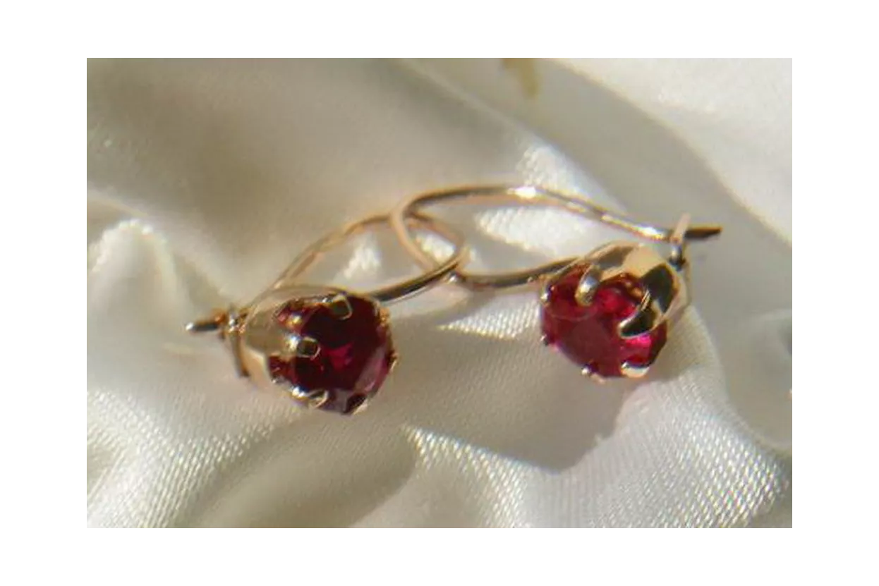 Ruso soviético rosa rosa 14k 585 pendientes de oro vec119 alejandrita rubí esmeralda zafiro ...