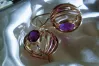 Russian Soviet rose pink 14k 585 gold earrings vec124 alexandrite ruby emerald sapphire ...