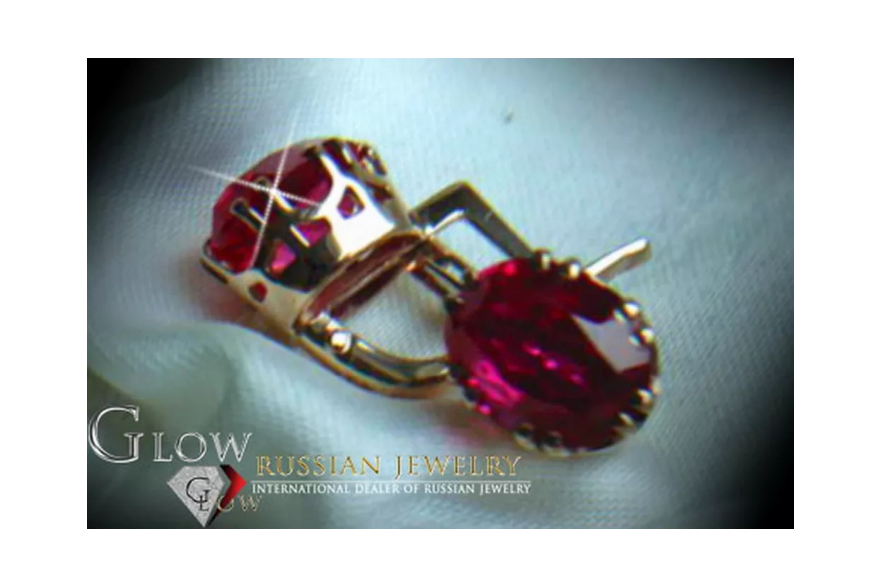 Boucles d’oreilles en or rose soviétique russe 14k 585 vec126 alexandrite rubis émeraude saphir ...