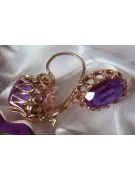 Ruso soviético rosa rosa 14k 585 pendientes de oro vec128 alejandrita rubí esmeralda zafiro ...