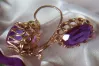 Russian Soviet rose pink 14k 585 gold earrings vec128 alexandrite ruby emerald sapphire ...