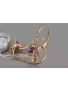 Vintage rose pink 14k 585 gold earrings vec129 alexandrite ruby emerald sapphire ...