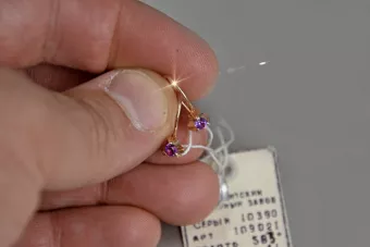Русская советская розовая роза 14k 585 золото серьги vec129 александрит рубин изумруд сапфир ...