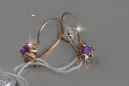 Vintage rose pink 14k 585 gold earrings vec129 alexandrite ruby emerald sapphire ...