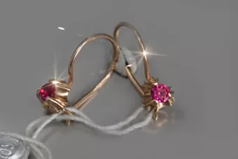 Vintage rose pink 14k 585 gold earrings vec129 alexandrite ruby emerald sapphire ...