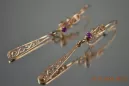 Vintage rose pink 14k 585 gold earrings vec131 alexandrite ruby emerald sapphire ...