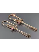 Vintage rose pink 14k 585 gold earrings vec131 alexandrite ruby emerald sapphire ...
