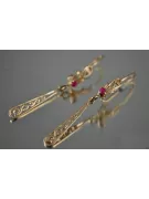 Vintage rose pink 14k 585 gold earrings vec131 alexandrite ruby emerald sapphire ...
