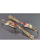 Vintage rose pink 14k 585 gold earrings vec131 alexandrite ruby emerald sapphire ...