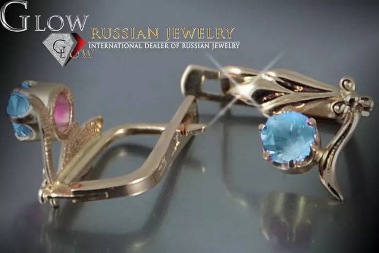 Русская советская розовая роза 14k 585 золото серьги vec136 александрит рубин изумруд сапфир ...