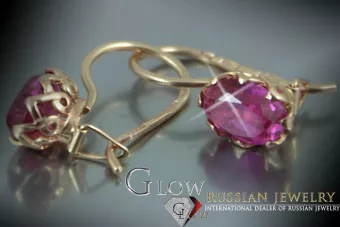 Vintage rose pink 14k 585 gold earrings vec138 alexandrite ruby emerald sapphire ...