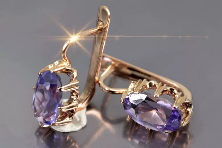 Ruso soviético rosa rosa 14k 585 pendientes de oro vec139 alejandrita rubí esmeralda zafiro ... Ruso soviético rosa rosa 14k 585 pendientes de oro vec139 alejandrita rubí esmeralda zafiro ...