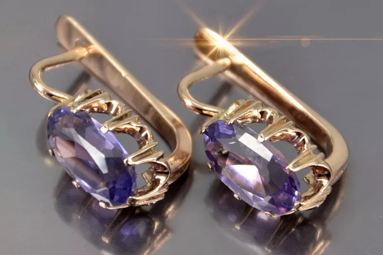 Ruso soviético rosa rosa 14k 585 pendientes de oro vec139 alejandrita rubí esmeralda zafiro ... Ruso soviético rosa rosa 14k 585 pendientes de oro vec139 alejandrita rubí esmeralda zafiro ...