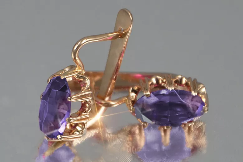 Ruso soviético rosa rosa 14k 585 pendientes de oro vec139 alejandrita rubí esmeralda zafiro ... Ruso soviético rosa rosa 14k 585 pendientes de oro vec139 alejandrita rubí esmeralda zafiro ...