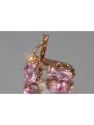 Vintage rose pink 14k 585 gold earrings vec139 alexandrite ruby emerald sapphire ...