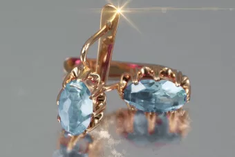 Vintage rose pink 14k 585 gold earrings vec139 alexandrite ruby emerald sapphire ...