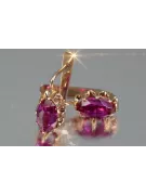 Ruso soviético rosa rosa 14k 585 pendientes de oro vec139 alejandrita rubí esmeralda zafiro ...