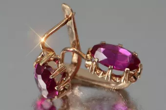 Vintage auskariniai iš 14k 585 rožinio aukso vec139 aleksandritas rubinas emeraldas safiras ...