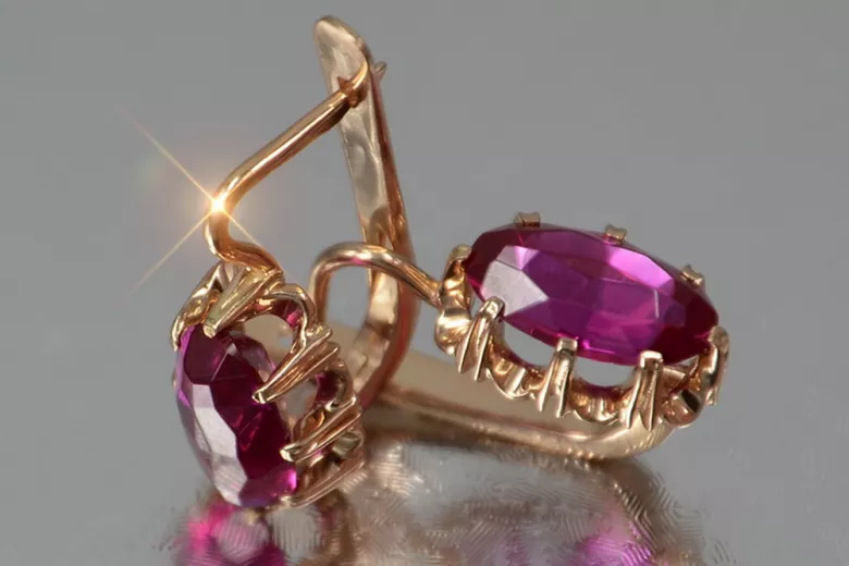 Ruso soviético rosa rosa 14k 585 pendientes de oro vec139 alejandrita rubí esmeralda zafiro ... Ruso soviético rosa rosa 14k 585 pendientes de oro vec139 alejandrita rubí esmeralda zafiro ...