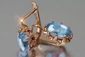 Vintage rose pink 14k 585 gold earrings vec139 alexandrite ruby emerald sapphire ...