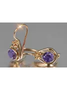 Ruso soviético rosa rosa 14k 585 pendientes de oro vec140 alejandrita rubí esmeralda zafiro ...