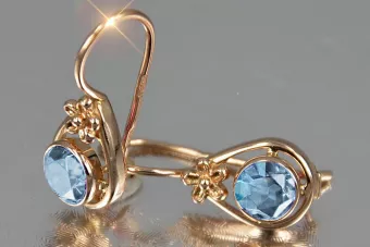 Vintage rose pink 14k 585 gold earrings vec140 alexandrite ruby emerald sapphire ...