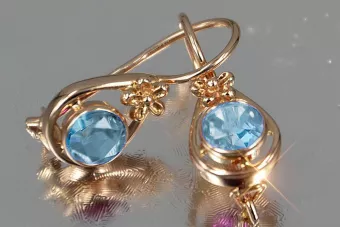 Vintage rose pink 14k 585 gold earrings vec140 alexandrite ruby emerald sapphire ...