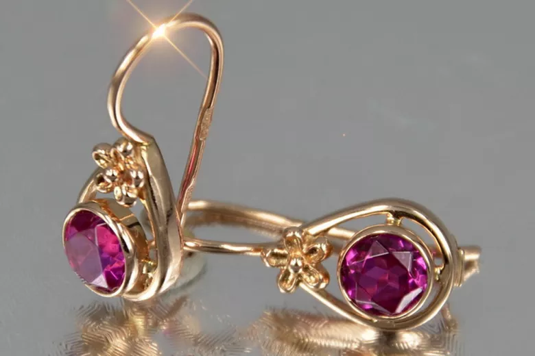 Ruso soviético rosa rosa 14k 585 pendientes de oro vec140 alejandrita rubí esmeralda zafiro ... Ruso soviético rosa rosa 14k 585 pendientes de oro vec140 alejandrita rubí esmeralda zafiro ...