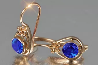 Vintage rose pink 14k 585 gold earrings vec140 alexandrite ruby emerald sapphire ...