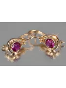 Ruso soviético rosa rosa 14k 585 pendientes de oro vec140 alejandrita rubí esmeralda zafiro ...
