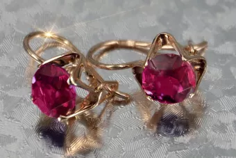 Vintage rose pink 14k 585 gold earrings vec142 alexandrite ruby emerald sapphire ...