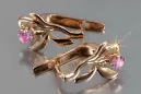 Vintage rose pink 14k 585 gold earrings vec143 alexandrite ruby emerald sapphire ...
