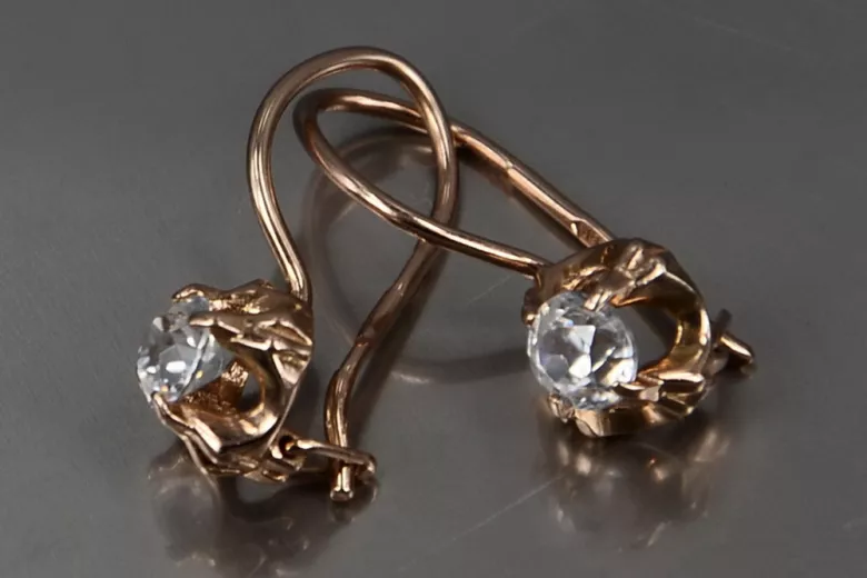 Ruso soviético rosa rosa 14k 585 pendientes de oro vec146 alejandrita rubí esmeralda zafiro ...