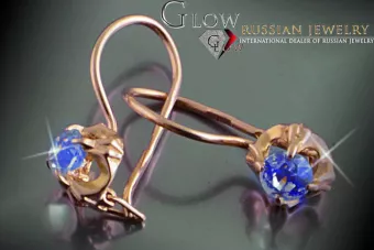 Vintage auskariai iš 14k 585 rožinio aukso vec146 aleksandritas rubinas emeraldas safiras ...