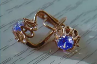 Vintage rose pink 14k 585 gold earrings vec148 alexandrite ruby emerald sapphire ...