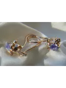 Vintage rose pink 14k 585 gold earrings vec149 alexandrite ruby emerald sapphire ...