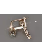 Златни обеци с розово и розово 14k 585 злато, циркони vec154r, руски, съветски, винтидж стил