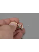 Rosa rosa 14k 585 oro zircon pendientes vec154r ruso soviético Estilo vintage