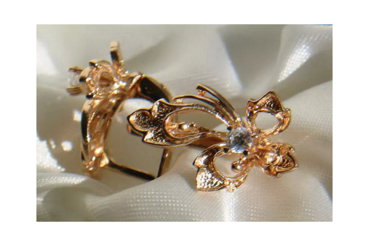 Russische Sowjetische Rose Pink 14k 585 Gold Ohrringe vec156 Alexandrit Rubin Smaragd Saphir ...