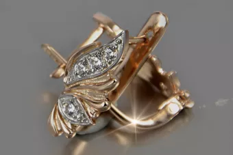 Vintage rose pink 14k 585 gold earrings vec159 alexandrite ruby emerald sapphire ...