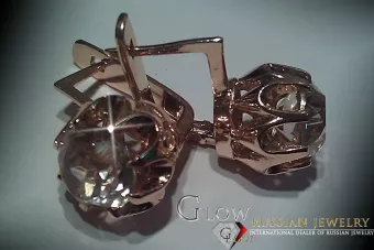 Vintage rose pink 14k 585 gold earrings vec168 alexandrite ruby emerald sapphire ...