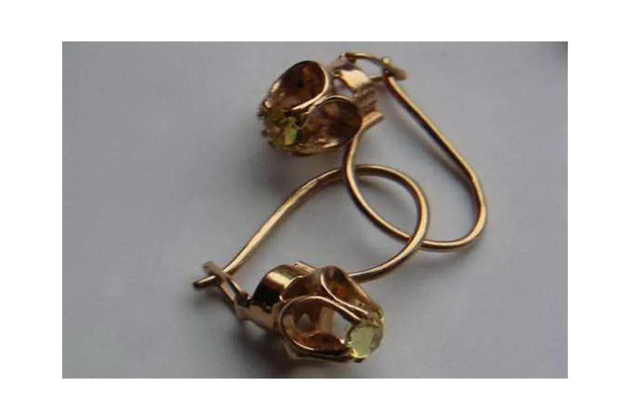 Vintage rose pink 14k 585 gold earrings vec173 alexandrite ruby emerald sapphire ...